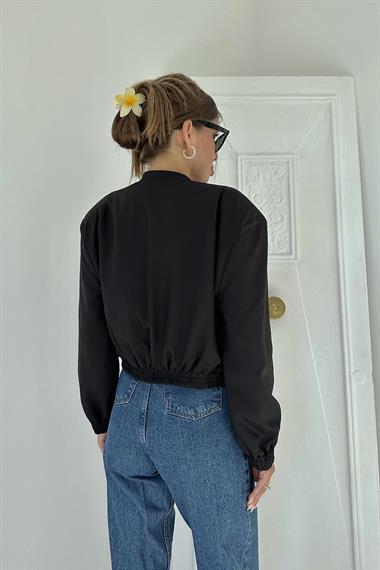 Toptan Siyah Hakim Yaka Bomber Ceket