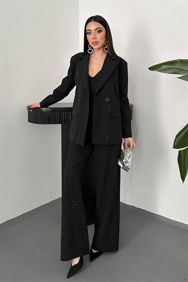 Toptan Siyah Işıltılı Takım