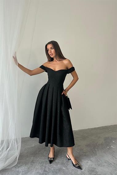 Toptan Siyah Jakarlı Elbise