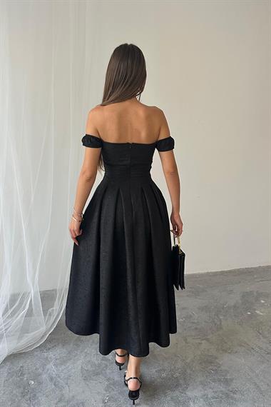 Toptan Siyah Jakarlı Elbise