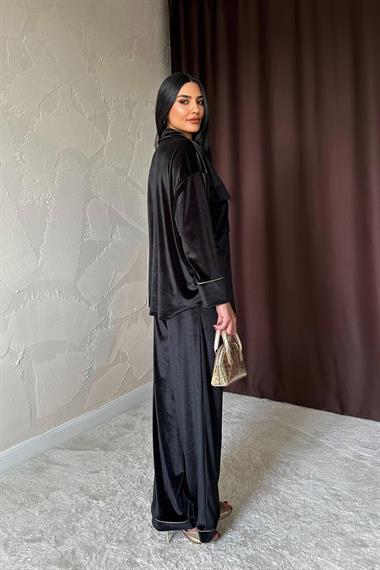 بدلة مخملية سوداء بالجملة