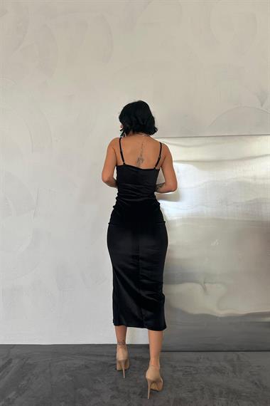 Toptan Siyah Kadife Elbise