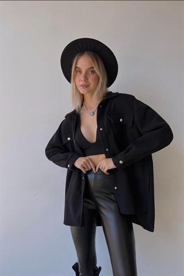 Wholesale Black Cashmere Double Pocket Shirt