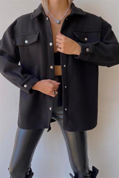 Wholesale Black Cashmere Double Pocket Shirt