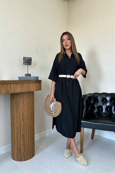 Toptan Siyah Kemerli Elbise