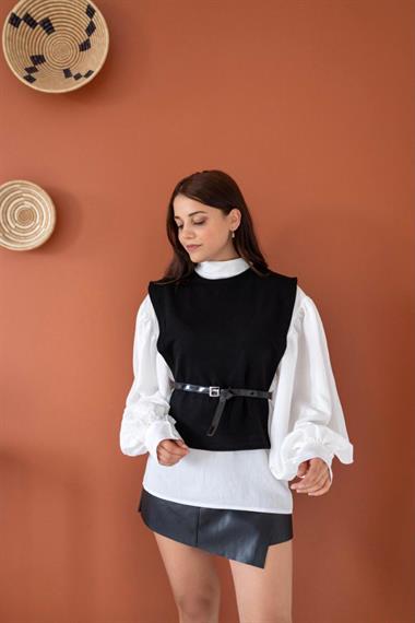 Toptan Siyah Kemerli Gömlek