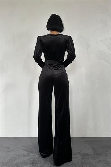 Toptan Siyah Kemerli Kadife Tulum