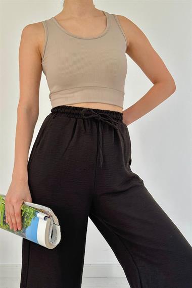 Toptan Siyah Keten Pantolon