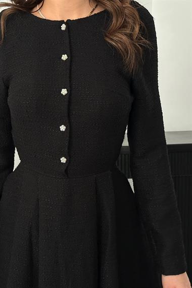 Toptan Siyah Kısa Klasik Elbise