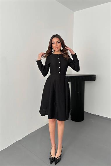 Toptan Siyah Kısa Klasik Elbise