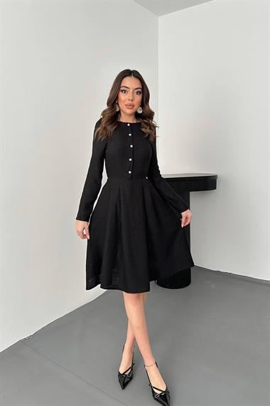 Toptan Siyah Kısa Klasik Elbise