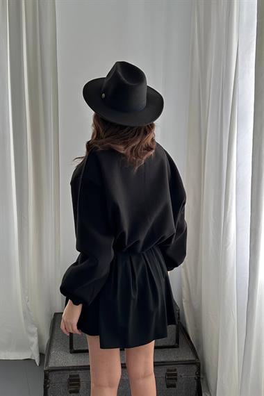 Toptan Siyah Kısa Önü Fermuarlı Bomber Ceket