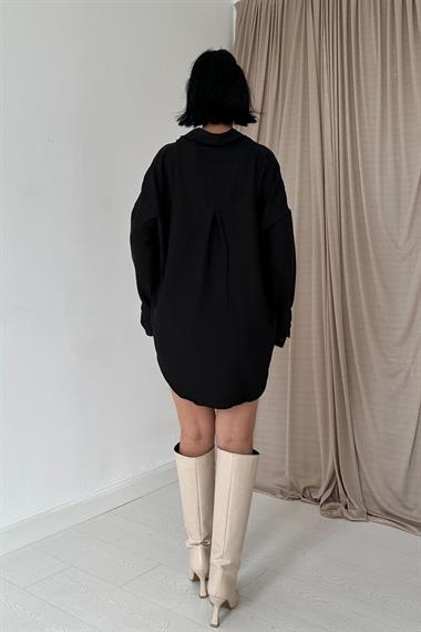 Toptan Siyah Klasik Kalıp El İşlemeli Gömlek