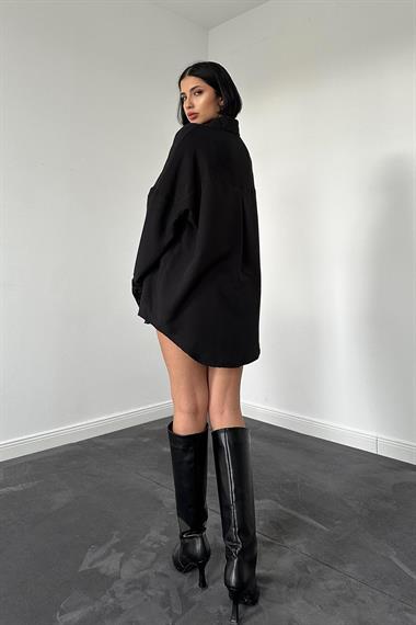 Toptan Siyah Klasik Kalıp El İşlemeli Gömlek