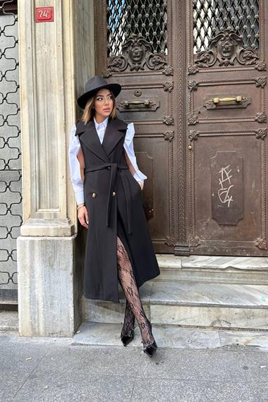 Toptan Siyah Kolsuz Kaşe Kadın Kaban