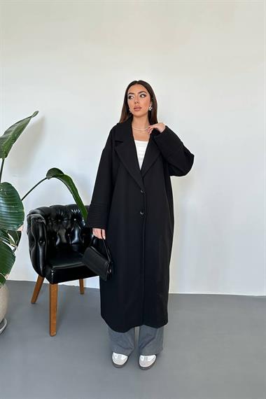 Toptan Siyah Manşet Detaylı Kaban