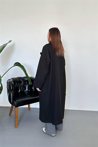 Toptan Siyah Manşet Detaylı Kaban