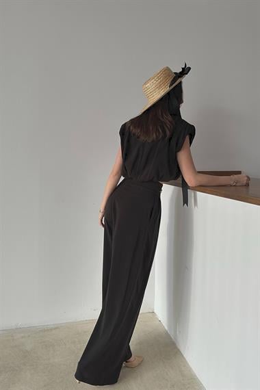 Toptan Siyah Modal Bluz Ve Pantolon Takım