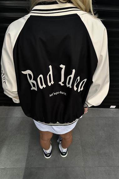 Toptan Siyah Nakışlı Kolej Ceket