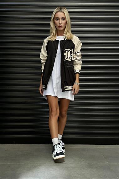 Toptan Siyah Nakışlı Kolej Ceket