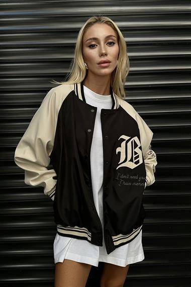 Toptan Siyah Nakışlı Kolej Ceket