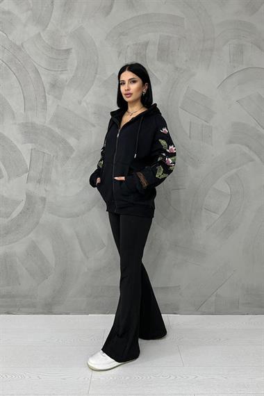 Wholesale Black Embroidered Sweatshirt