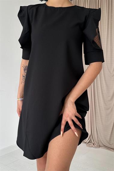 Toptan Siyah Omzu Detay Elbise