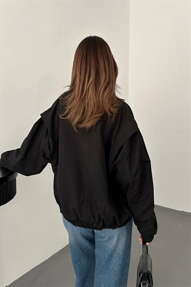Toptan Siyah Parçalı Bomber Ceket