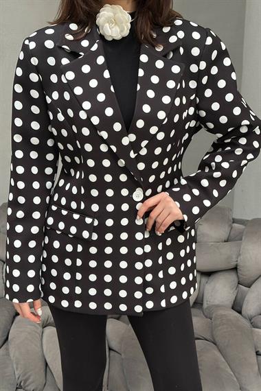 Toptan Siyah Puantiyeli Blazer Ceket
