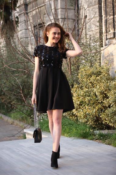 Toptan Siyah Pulpayetli Elbise