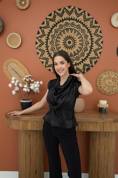 Wholesale Black Satin Blouse