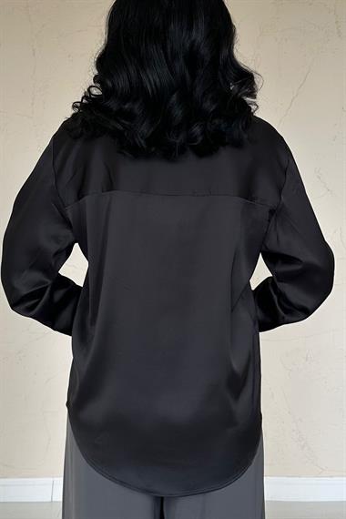 Toptan Siyah Saten Gömlek
