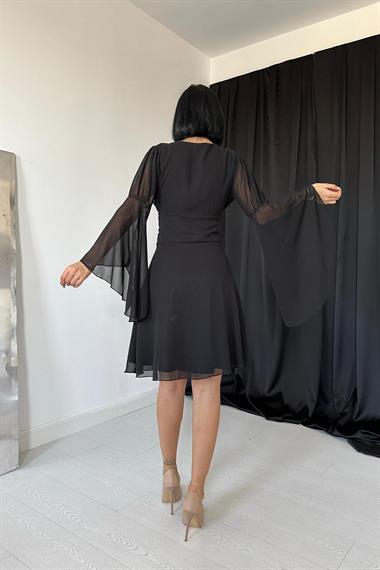 Toptan Siyah Şifon Elbise
