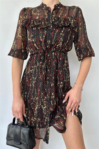 Toptan Siyah Şifon Elbise