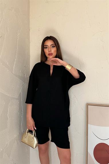 طقم شورت وبلوزة سوداء بالجملة