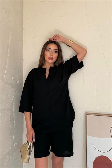 طقم شورت وبلوزة سوداء بالجملة