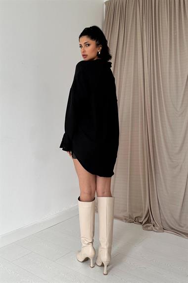 Wholesale Black Stone Embroidered Shirt