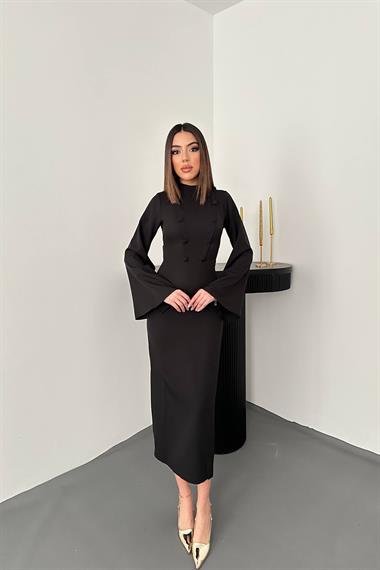 Toptan Siyah Tek Kollu Elbise