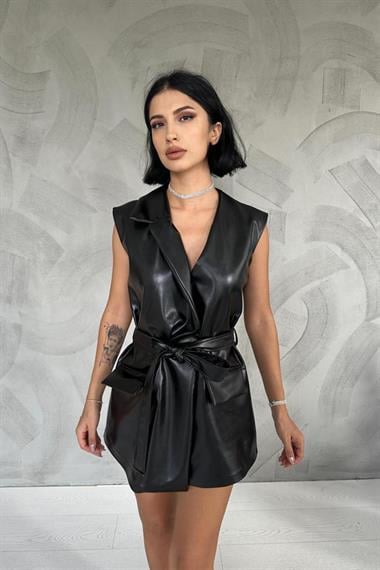 Toptan Siyah Tek Şal Yaka Yelek