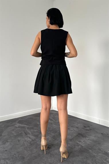 Toptan Siyah Ters Pile Detaylı Yelek