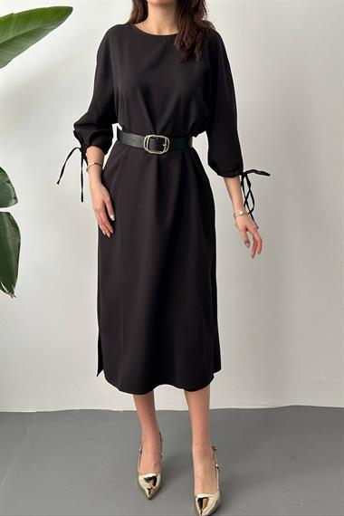 Toptan Siyah Topshop Yırtmaçlı Elbise