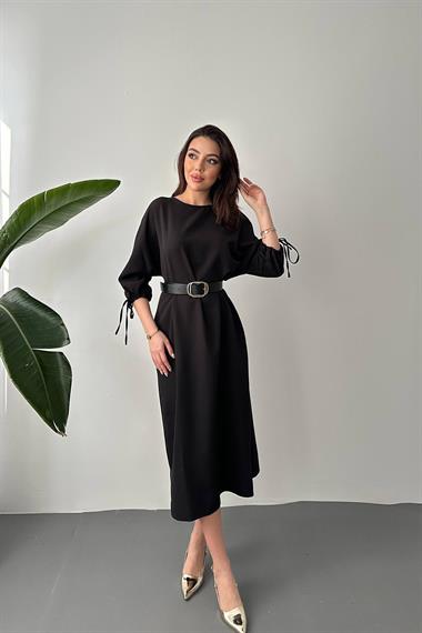 Toptan Siyah Topshop Yırtmaçlı Elbise