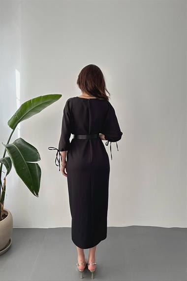 Toptan Siyah Topshop Yırtmaçlı Elbise