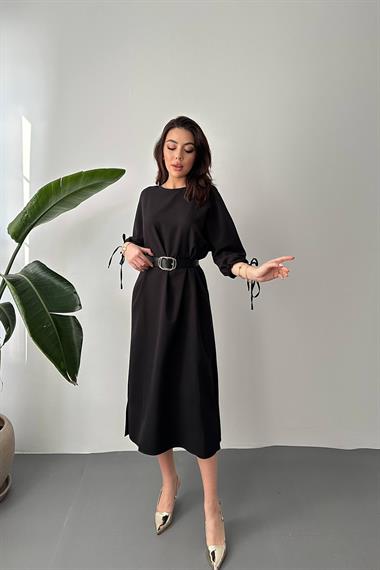 Toptan Siyah Topshop Yırtmaçlı Elbise