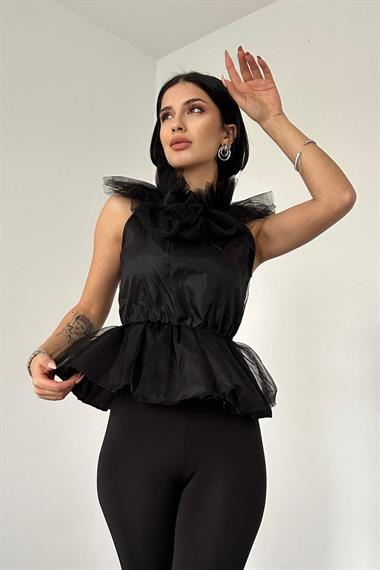 Wholesale Black Tulle Blouse