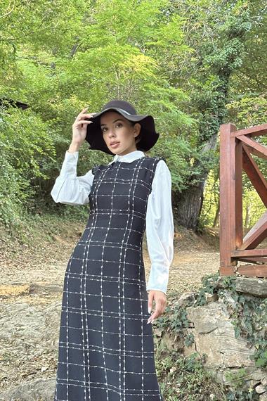 Toptan Siyah Tüvit Jile Elbise