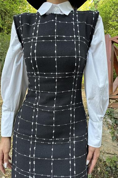 Toptan Siyah Tüvit Jile Elbise