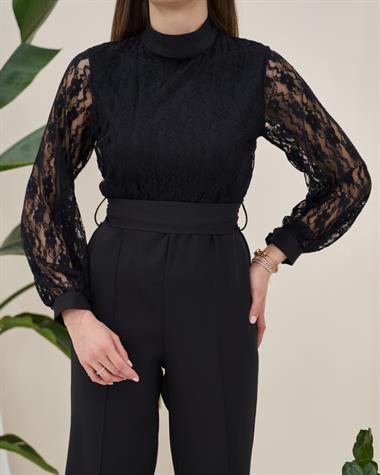 Toptan Siyah Üstü Dantel Tulum