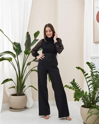 Toptan Siyah Üstü Dantel Tulum