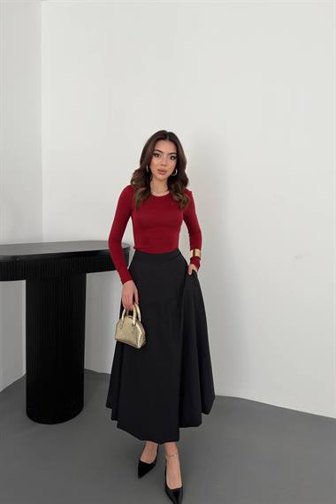 Toptan Siyah Uzun Balon Etek